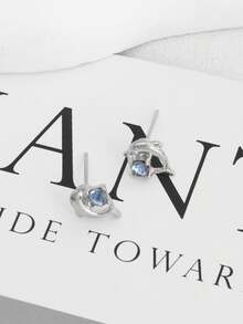 1 Pair Geometric Creative Vintage Unique Elegant Casual Korean Style Earrings - Baby Blue - View 3
