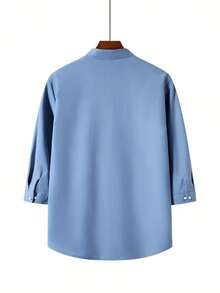 Men's Tang Suit Tai Chi Uniform Hanfu Kung Fu Uniform Chinese Style Stand-Up Collar Shirt - Blue - View 2