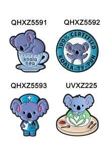 1pc/Set Koala Doctor Brooch Enamel Pins Custom Koala Tea 100% Certified Koala Brooches Backpack Lapel Badge Jewelry Gifts For Friends - Multicolor - View 4