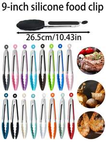 3/2/1pc Mini Kitchen Tongs, 9 Inch Nylon Heat Resistant Pointed Tip Food Tongs, Suitable For Cooking, Serving, Grilling, Baking, Salad, Kitchen Gadgets, Baking Tools - Multicolor - View 3