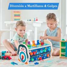 Juguetes Montessori Infantil 7 en 1 Juguete Multifuncional Didácticos Hexaédrico para Bebé Niño Niña Golpear con Martillo Juego de Pesca Educativo Estimulación Temprana Regalo Divertido para Navidad - 223219791 - Ver 3
