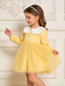 Balabala 2025 Autumn New Young Girl Sheer A-Line Dress - Custard - View 3