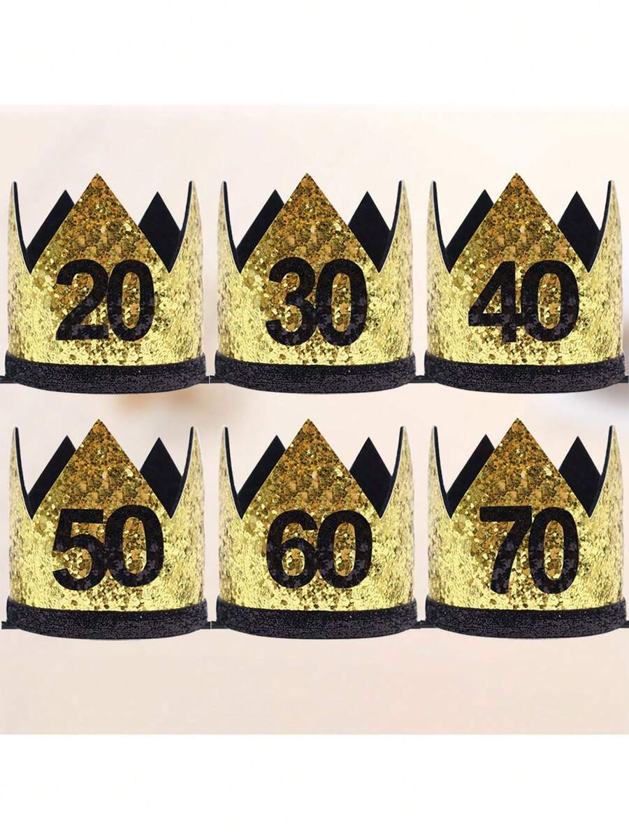 Birthday Party Crown Hat, Gold 20th Adult Birthday Hat, 30/40/50/60/70 Years Old Birthday Celebration Party Crown Hat, Retirement Party Crown Birthday Hat, Birthday Party Hats