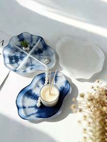 5pcs Resin Epoxy Silicone Mold, Geometric Leaf Shape Coasters & Jewelry Trays DIY - White - View 4