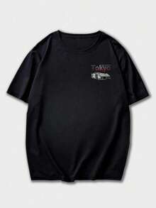 Krometka Men's Casual Versatile Racing Car English Slogan Printed Short Sleeve T-Shirt, Spring/Summer - Black - View 6