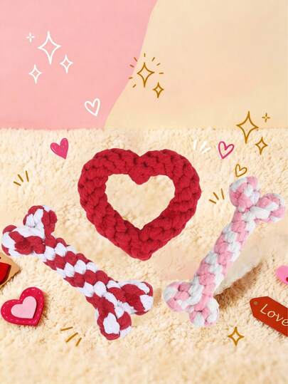 Puppy Teething Rope Toy - Cartoon Bone Interactive Chew Toy, Suitable For Small And Medium Dogs