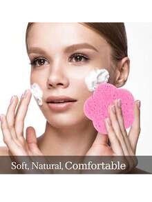 Compressed Cellulose Heart Shape Facial Sponges Natural Cosmetic Spa Sponges Reusable For Facial Cleansing Exfoliating - Watermelon Pink - View 5
