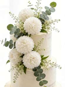 2束11.02英寸人造春季菊花花束，适用于装饰、房间装饰、婚礼和活动、人造花、家居装饰、情人节花束、春季装饰 - 乳白色 - 查看 5