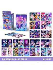 30 piezas Nuevas tarjetas holográficas láser, tarjetas holográficas de dibujos animados, tarjetas Lomo de doble cara, colección, KPOP DE-MON HUNT-ERS DE-MON HUNT-RESS SQUAD - Multicolor - Ver 11