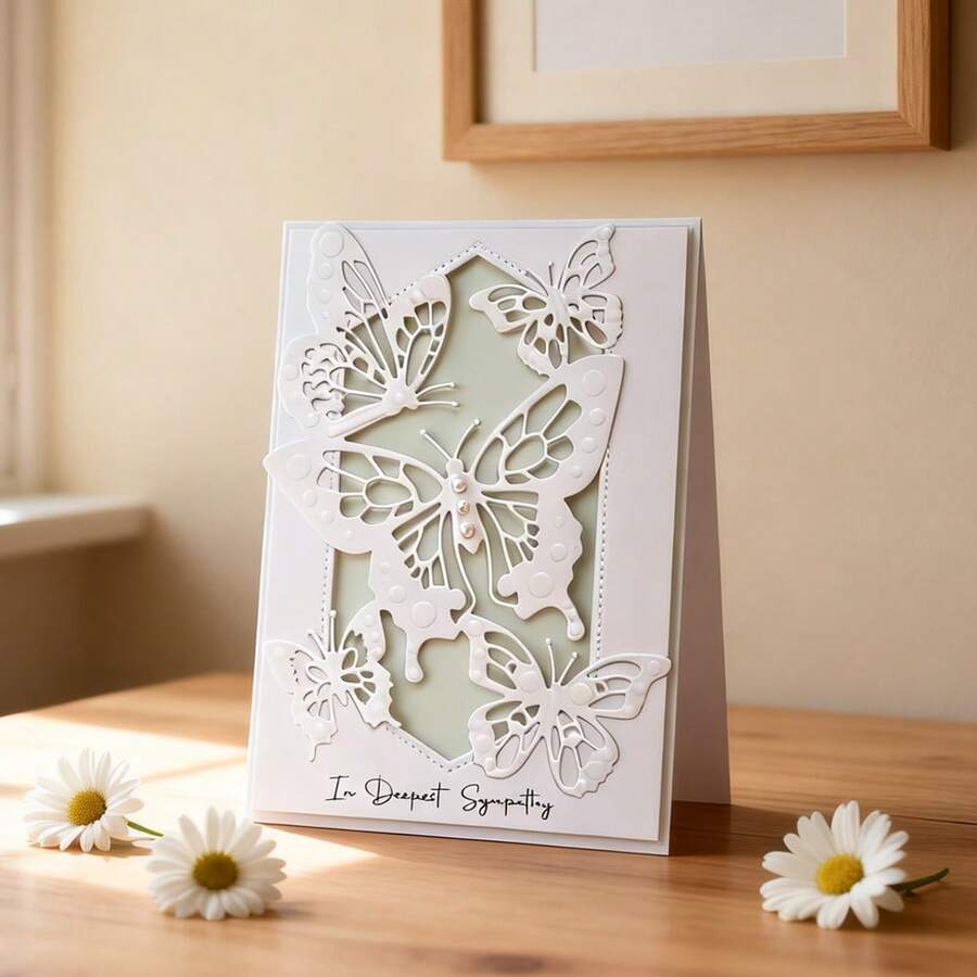 Creative Butterfly Metal Cutting Dies, DIY Scrapbooking Album And Embossing Stencil, Greeting Card Making Tool, Card Paper Cutting Crafts ,Gift Card Making Template Die Cuts. - Silver - View 1