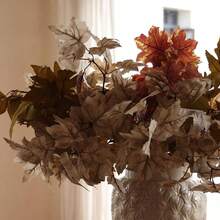 Artificial Fall Maple Leaves Stems, 8 PCS Fall Decorations For Indoor Outdoor Halloween Than1ks 1giving Farmhouse Arrangement Decorations For Front Door Wedding Centerpieces In Autumn - 楓樹雜交種 - 查看 4