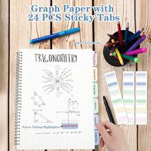 Graph Paper Notebook, Spiral Notebook, Large B5 Graph Notebook Journal, 8inch X 10inch Graphing Grid Notebooks For Lab, Engineering, Math, Schoolsss, Work, 24pcs Index Tabs, Assorted Pastel, 5 Squares/Inch - Graph - View 4