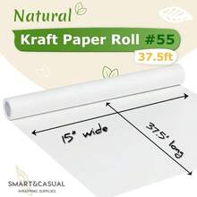 SMART&CASUAL 15\ X 450\ (37.5') Kraft Paper Roll For Art Craft Supplies Gift Wrapping Moving PacFKing  Painting Drawing Paint Easel Poster Chart Paper (White, 15\ W X 450\ L (37.5')) - 白色的 - 查看 3