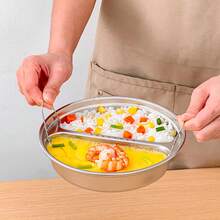 WORTHBUY Vaporera de Alimentos de Acero Inoxidable 304 Bandeja de Vapor Multifuncional Dividida 2 Rejillas Soporte de Vapor Herramienta de Cocina - l - Ver 4