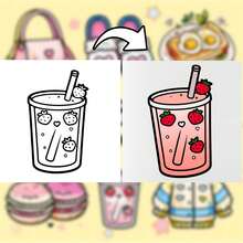 24 Páginas - 130g, Livro de Colorir com Chinelos em Formato de Coração Fofo, Vibração Curativa, Elementos de Chinelo em Formato de Coração, Esquema de Cores Rosa e Azul, Detalhes Fofos, Desenho Relaxante, Colorir para Alívio do Estresse, Adequado para Papelaria, Suprimentos Escolares, Presente Perfeito para Meninas, Temporada de Casamento, Dia das Mães - Fofo e descolado - Visão 3