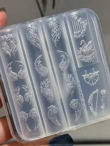 1pc Nail Art Mold, Swan Wing, Bow Arrow, Star, Heart Shaped 3D Nail Jewelry Accessories, Transparent Silicone Mold