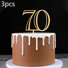 1pc/3pcs/5pcs Gold Acrylic 18th/21st/30th/40th/50th/60th Birthday Cake Topper - Gold - View 21