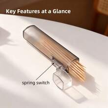 Portable Transparent Toothpick Storage Box, Suitable For Travelers, Cotton Swabs, Pills, Small Items Storage, Compact Design, Easy To Carry, Hygienic Protection, Essential For Daily Use, Bathroom, Makeup, Desk, Kitchen Accessories Storage, Can Also Hold Tissues, Napkins, Wipes, Toothpicks, Cotton Swabs, Ear Picks, Minimalist Style, Home Decor, Travel Essentials, Pocket-Sized - Grey - View 3