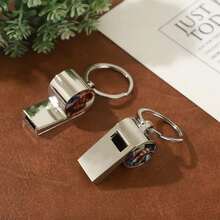 Custom Personalized Metal Whistle Keychain, Stainless Steel Whistle With Custom Photo Engraving, Portable Key Ring Whistle, Multi-Functional Keychain Accessory, Emergency Safety Whistle, Perfect Gift For Couples, Friends, Sports Enthusiasts, Hikers, Ideal For Outdoor Activities, Daily Use, Durable Customizable Whistle Keychain For Birthdays, Anniversaries, Holidays - Multicolor - View 4