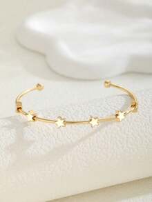 1 Peça Pulseira Elegante e da Moda em Aço Inoxidável Dourado, Pulseira Infantil, Pulseira Decorativa para Festa, Acessório de Presente, para Família e Amigos - Dourado - Visão 3