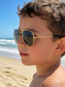 1 Pair Kids Aviator Sunglasses - Fashionable Glasses For Boys And Girls, Suitable For Fishing, Travel, Outdoor Sports, Cycling, Daily Fashion, Driving, Stage Performance And Parties - Multicolor - View 4