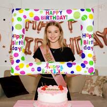 1pc Inflatable Birthday Photo Frame, PVC Material Frame Decor, Suitable For Birthday Party Entertainment, Atmosphere Decoration Gift - Multicolor - View 3