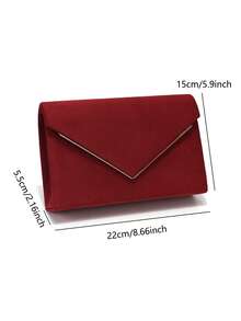 Envelope Design Party/Wedding Clutch Bag For Women, With Detachable Chain Strap And Shoulder Strap, Fashion Wallet - Red - View 3