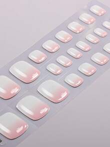 26pcs Semi-Cured Gel Nail Stickers, Gentle Nude To Pink Ombre Crystal Nail Art Stickers, High-Gloss Finish, Create Elegant Manicure, Long-Lasting, Requires UV Lamp, Suitable For Women & Girls For Daily, Commute, Social, Party, Vacation, DIY Nail Art - Baby Pink - View 3