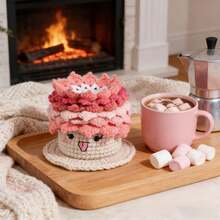 1 Bộ (Chậu thành phẩm + Đế lót ly), Đế lót ly hình hoa hướng dương móc len dễ thương – Đế lót ly hình hoa đan thủ công kèm giỏ đựng đồ trang trí nhà cửa. - Đế lót ly - Xem 6