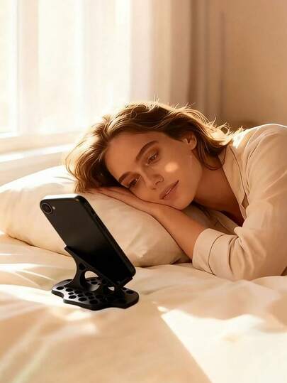 1pc Slouchy Side-Lying Phone Holder, Suitable For Bedside, Living Room, Etc. - Anti-Drop Design, Ergonomic Curved Base, Non-Slip Handle, Adjustable Height - Made Of Durable PP Material - An Ideal Relaxation Gift For Women, Suitable For Watching Shows, Bedside Use