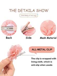 20Pcs Chiffon Bow Hair Clip Flower Mini Hairpin Fine Soft Hair Everyday Hair Accessory For Girls (Ten Colors) , School Supplies, Head Accessories, Hair Accessories For Women, Hair Slide, Hair Barrettes - Multicolor - View 8