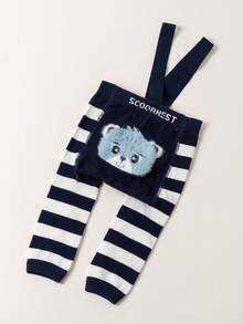 1pc Toddler & Kids Cartoon Striped Suspender Tights, Suitable For Spring/Autumn Outerwear - Multicolor - View 8