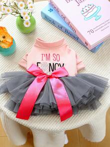 PETCIRCLE 1 bộ quần áo thú cưng ngày Valentine, trang phục cho chó mèo, váy ngoài trời phong cách thường ngày dễ thương lãng mạn cho chó nhỏ, chó con, chó poodle, chó gấu bông, váy voan cưới thời trang. - Nhiều màu - Xem 12