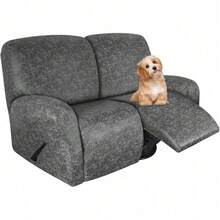 Trugenix-Recliner Sofa Covers - Leather Like Recliner Sofa Covers 3 Seater Recliner Couch Covers For 3 Cushion Couch 8 Pieces Washable Stretch Reclining Sofa Slipcovers (Brown)-GP - 04-淺灰色 - 查看 1
