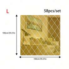 1 Pack/58pcs Acrylic Mirror Wall Stickers, Diamond Combination Background Wall Decals - Shatterproof, Frameless, Self-Adhesive, Mirror Tile Set, Suitable For Bedroom, Home Gym And Closet - Easy Installation, Space-Saving Design, Best Gift For Birthday, Graduation, Home Decor, Back To School, Study Supplies - Silver - View 13
