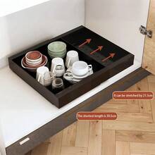 Organizador extensible para gabinetes, cajones extraíbles, estantes deslizantes resistentes para almacenamiento para cocina, despensa, baño - Negro - Ver 3