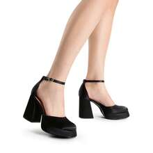 Zapatos de Tacón Alto Grueso con Plataforma para Mujer - Negro grafito - Ver 9