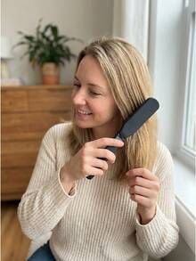 2-In-1 Folding Boar Bristle Hair Brush - Portable Travel Hairbrush With Scalp Massage, Compact Foldable Design For Smooth & Shiny Hair - 3公升 - 查看 1