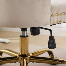 Modern Office Chair With Velvet Upholstery, Button Tufting And Gold Metal Base, Adjustable Swivel Chair, DE1923PK - Beige - View 10