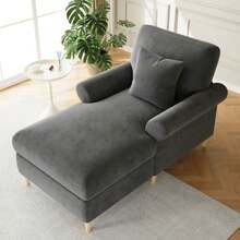 Gepolsterter Relaxsessel, Klappbarer Schlafsessel, Bequemer Lesesessel, Lounge-Sessel, XXL Large Lesesessel, Samtbezogener Lounge-Sessel, Sitzsack Für Wohn- Und Schlafzimmer,Gray - Dark Grey - View 1