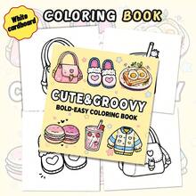24 Páginas - 130g, Livro de Colorir com Chinelos em Formato de Coração Fofo, Vibração Curativa, Elementos de Chinelo em Formato de Coração, Esquema de Cores Rosa e Azul, Detalhes Fofos, Desenho Relaxante, Colorir para Alívio do Estresse, Adequado para Papelaria, Suprimentos Escolares, Presente Perfeito para Meninas, Temporada de Casamento, Dia das Mães - Fofo e descolado - Visão 5