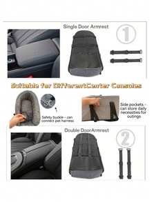 1pc New Pet Car Armrest Nest, Soft & Comfortable Pet Car Booster Seat Cover, Suitable For All Seasons, Removable & Portable Pet Carrier With Safety Buckle, Soft Cushion, Convenient For Pet Travel - Grey - View 7