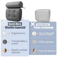 Almoada de Baño con Soporte para el CuoAlmoada de Tina Almoada para bañera Accesos para Bañeras Almoada de Baño con 6 Ventosas Antideizantes para es y Mujeres Masaje de Baño - Gris - Ver 7