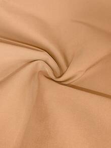 2pcs Women's Fashion Woven Contrast Striped Top And Wide Leg Elastic Waist Sports Pants Set - Khaki - View 5