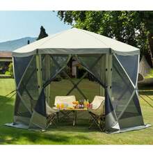 Pop Up gazebo carpa, carpa de pantalla pop-up 6 lados del dosel del refugio del sol con 6 paños de viento de privacidad extraíbles y ventanas de malla, 10x10FT carpa de pantalla de conjunto rápido con mosquitera, verde del ejército - Verde militar - Ver 9