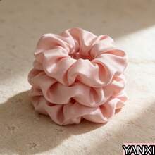 1/6/12/24pcs/Set Ladies' Pink Satin Bow Scrunchies, Simple And Elegant Casual,Pink Accessories Valentine's Day Valentines Hair Ties Ponytail Holders Hair Elastics Hair Rope, Hair Bobbles ,Hair Rubber Bands Elastic Band - Pink - View 4