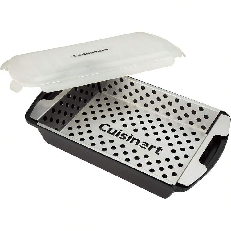 - Bandejas para Preparar y Servir a la Parrilla, Bandeja de Barbacoa de 17 x 10.5 Pulgadas, Segura para Manejar Alimentos, 2 bandejas de anidamiento aptas para lavaplatos, Negro y Rojo - Juego de cesta para adobo y parrilla - Añade 2