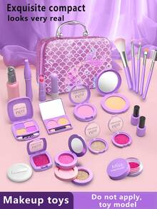 Girls' Toy Makeup Set, Pretend Makeup, Mermaid Handbag, Children's Party Gift, Suitable For Girls Aged 3, 4, 5, 6 And Above, Toy Gift, Not Real Makeup - Purple - View 9