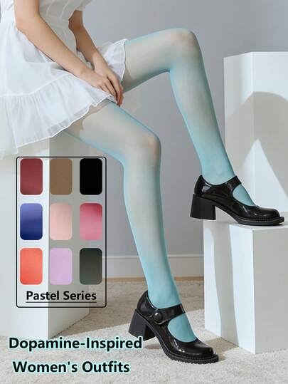 1pc Women's Candy-Colored Sheer Pantyhose - Women's 20D Soft Pantyhose, Sweet And Lightweight, Thin And Soft, Dopamine-Inducing Style, Perfect For Everyday Wear