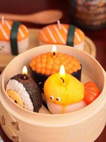 1 Set Japanese Sushi Scented Candles, Romantic Atmosphere Decor, High-End Photoshoot Props, Suitable For Holidays, Festivals, Valentine's Day, Ramadan, Easter, Mother's Day, Christmas, Halloween, New Year, Memorable Gifts For Family And Friends - Multicolor - View 3